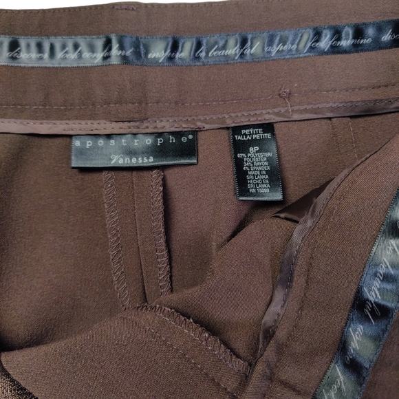 Apostrophe Vanessa Flared Leg‎ Pants Boot Cut Trouser Size 8 Petite Brown - Picture 4 of 9